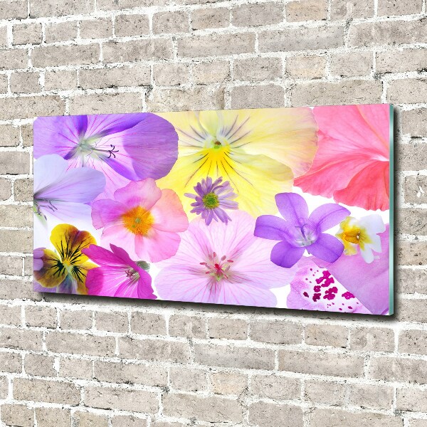 Glass art print Pansies