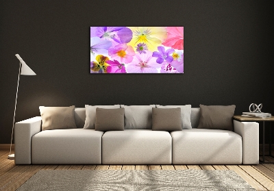 Glass art print Pansies