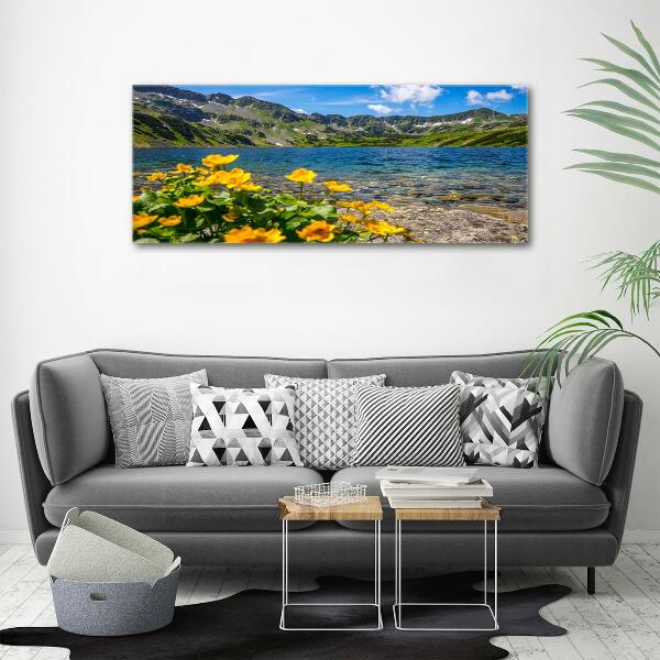 Glass art print Lake in the mountains