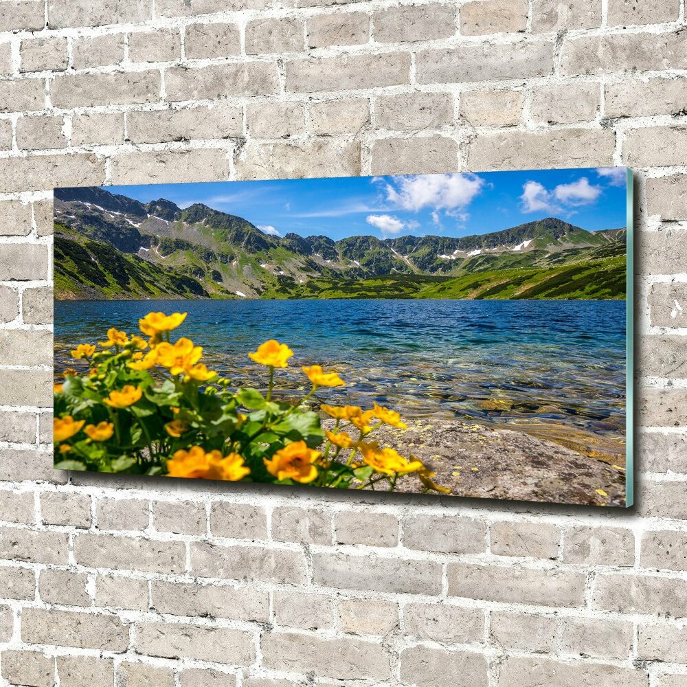 Glass art print Lake in the mountains