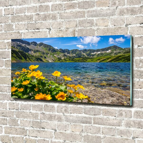 Glass art print Lake in the mountains