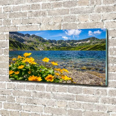 Glass art print Lake in the mountains