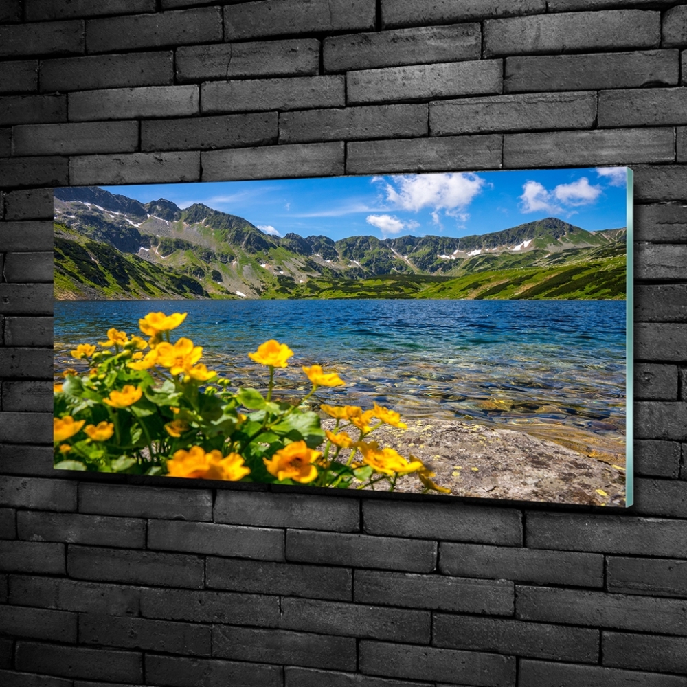 Glass art print Lake in the mountains