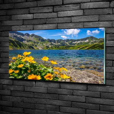 Glass art print Lake in the mountains