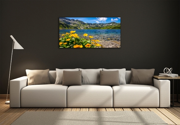 Glass art print Lake in the mountains