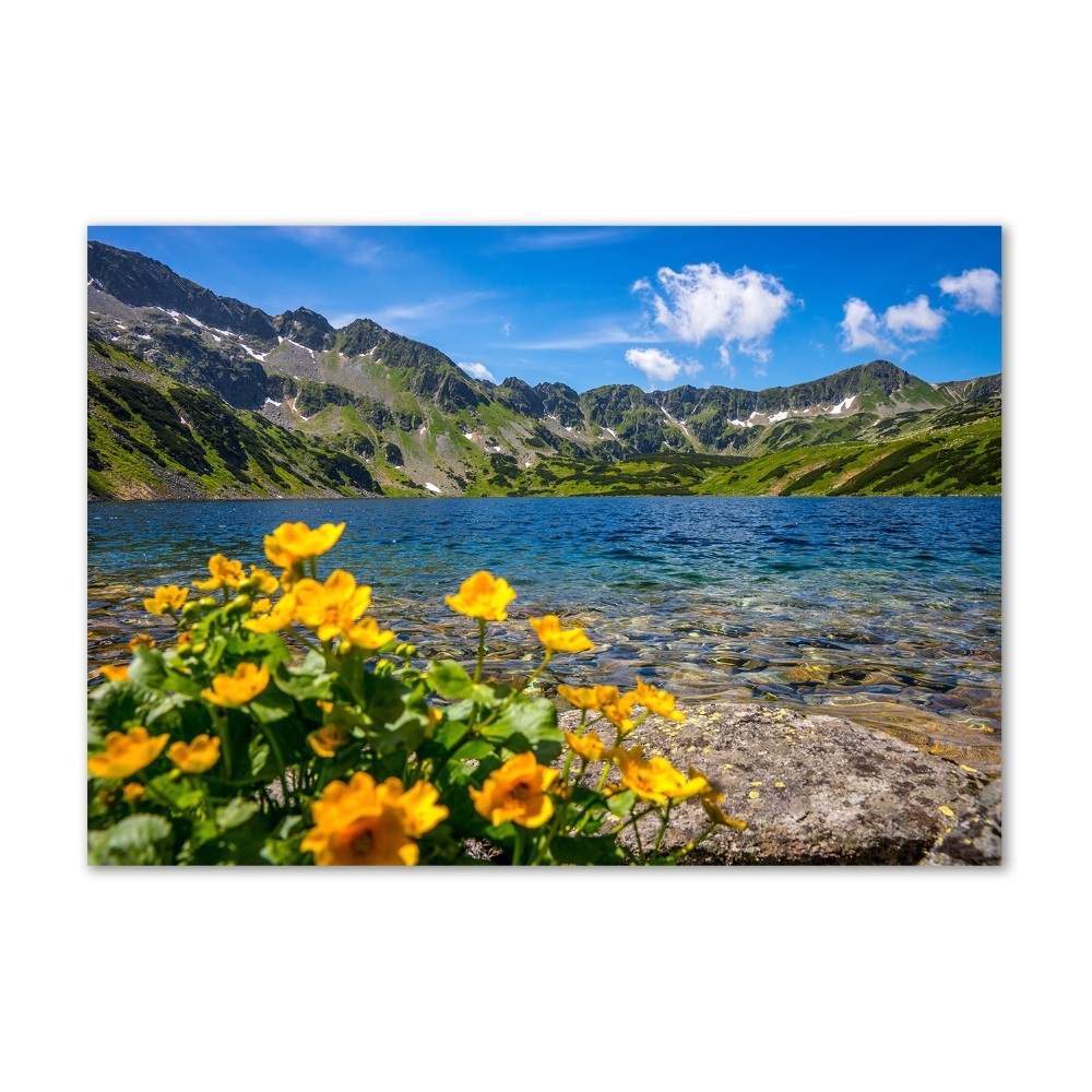 Glass art print Lake in the mountains