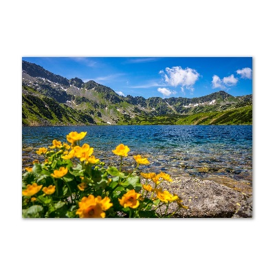 Glass art print Lake in the mountains