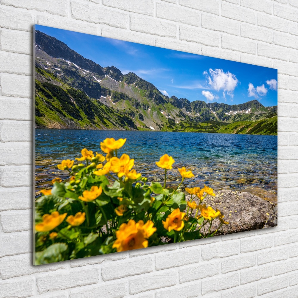 Glass art print Lake in the mountains