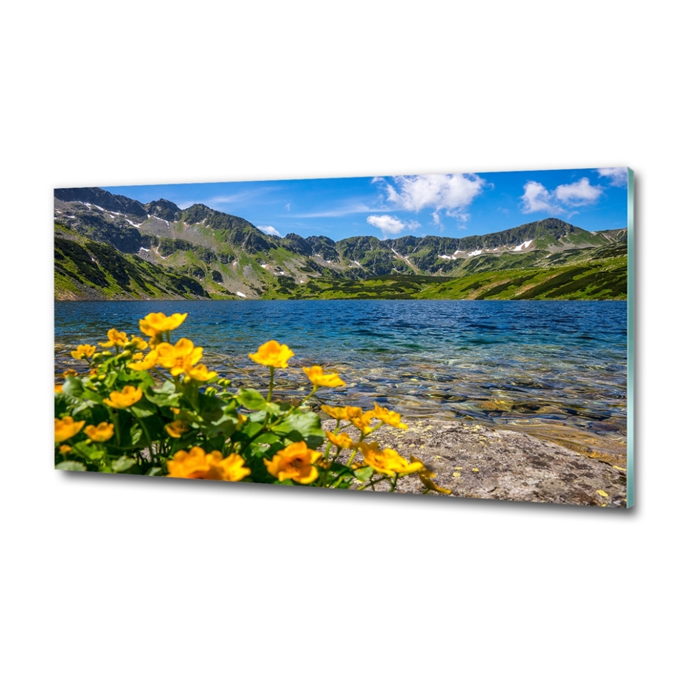 Glass art print Lake in the mountains