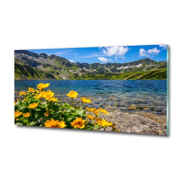 Glass art print Lake in the mountains