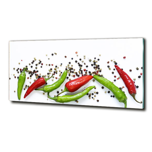 Glass wall art Chilli peppers