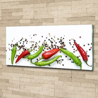 Glass wall art Chilli peppers