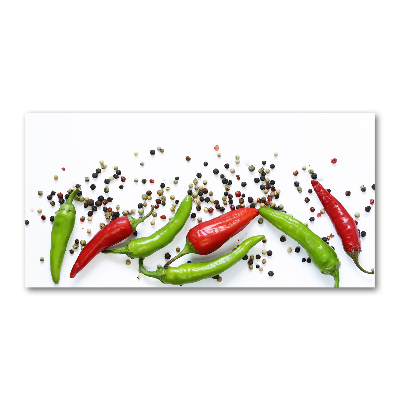 Glass wall art Chilli peppers