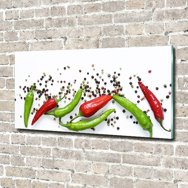 Glass wall art Chilli peppers