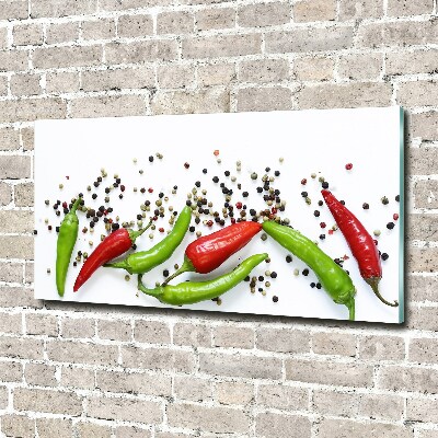 Glass wall art Chilli peppers