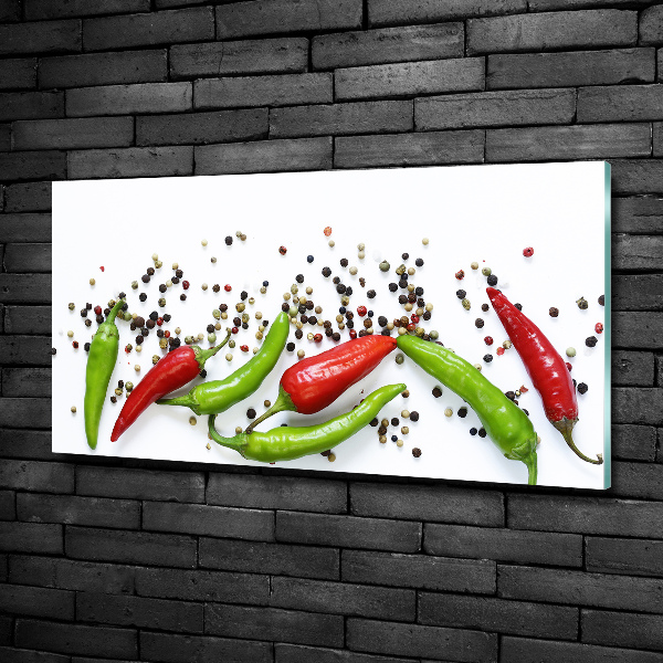 Glass wall art Chilli peppers