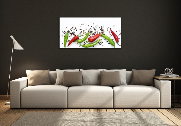 Glass wall art Chilli peppers