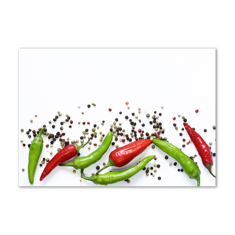 Glass wall art Chilli peppers