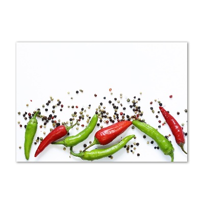 Glass wall art Chilli peppers