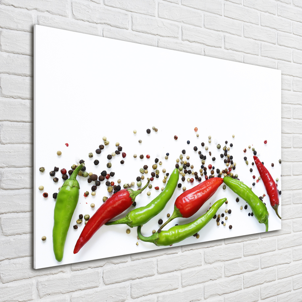 Glass wall art Chilli peppers