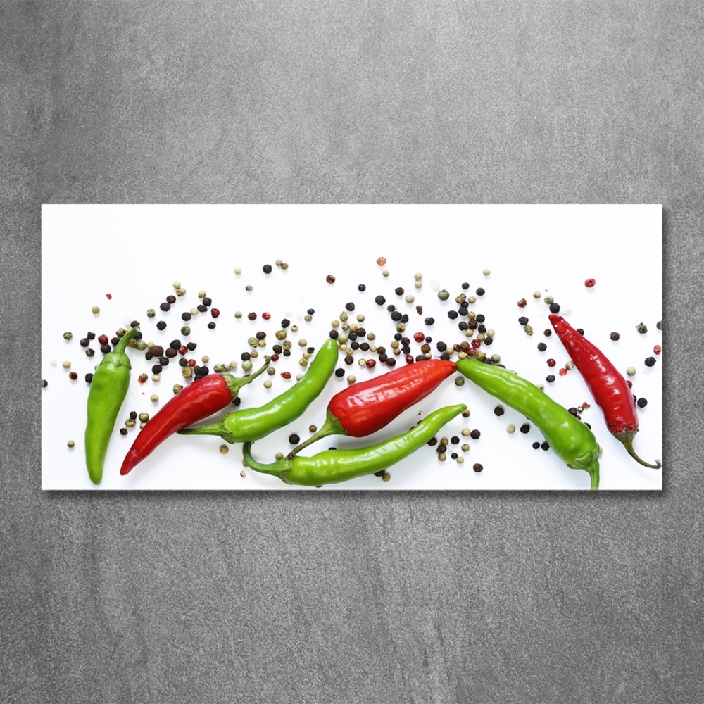 Glass wall art Chilli peppers