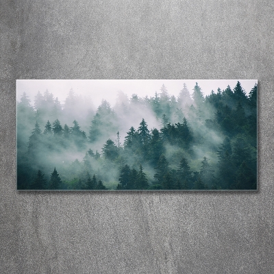 Glass art picture Fog over the forest