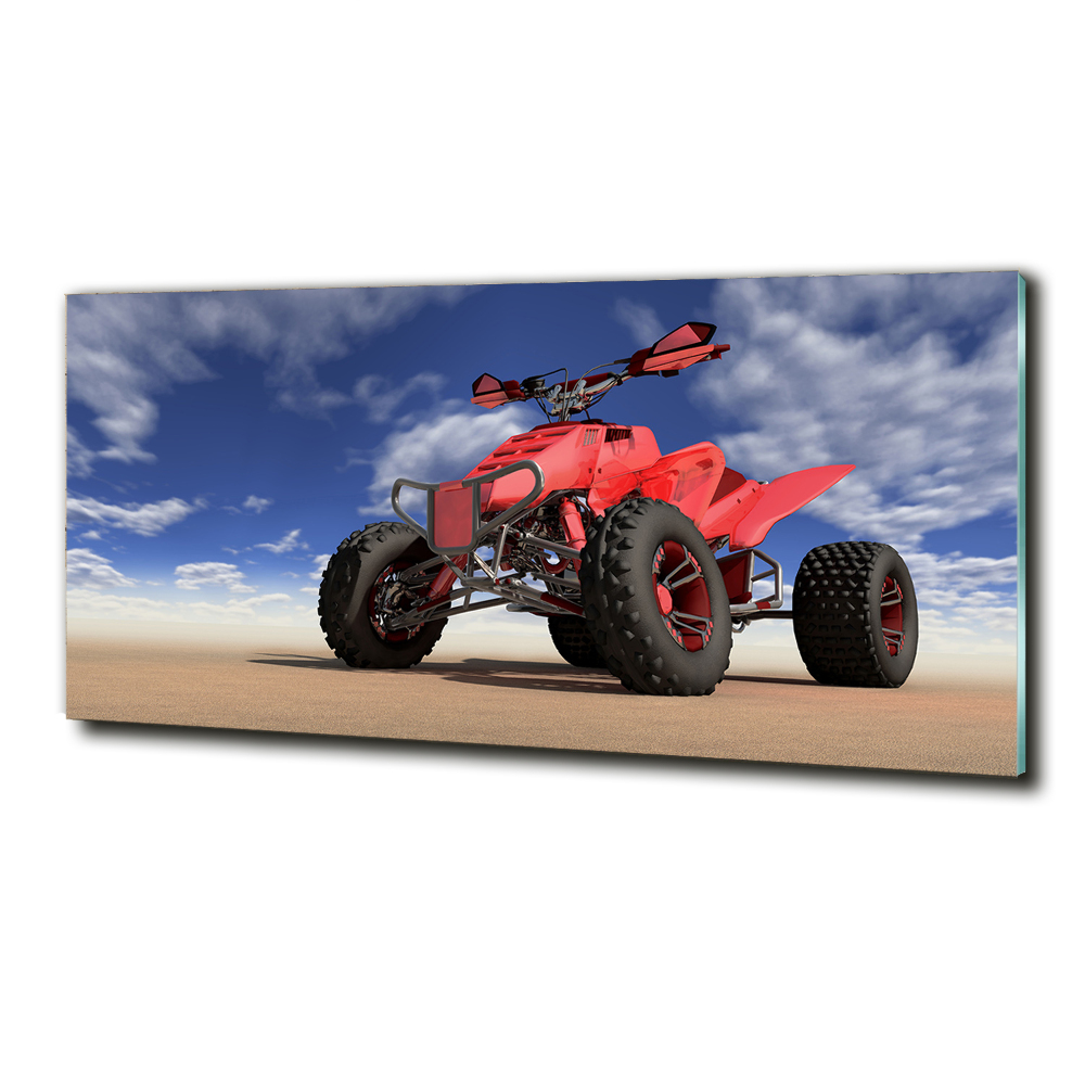 Glass picture wall art Quad in the desert