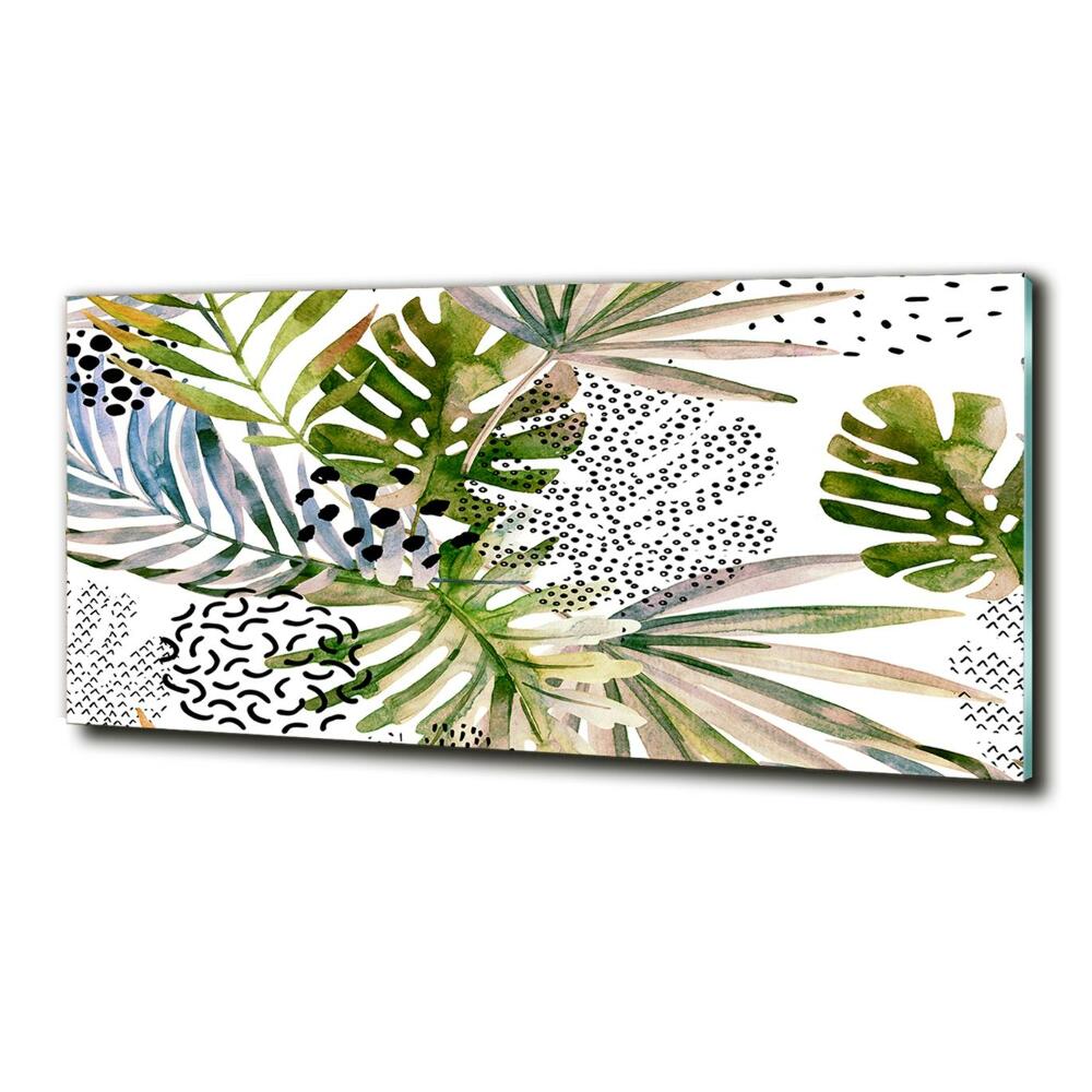 Glass wall art Tropical leaves