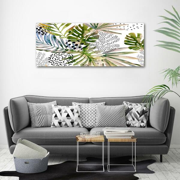 Glass wall art Tropical leaves