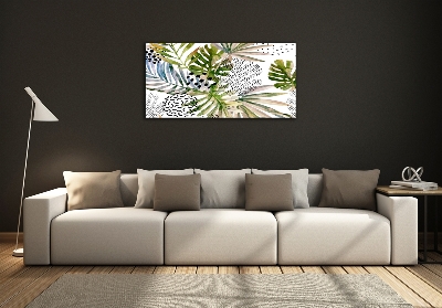 Glass wall art Tropical leaves