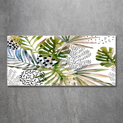 Glass wall art Tropical leaves