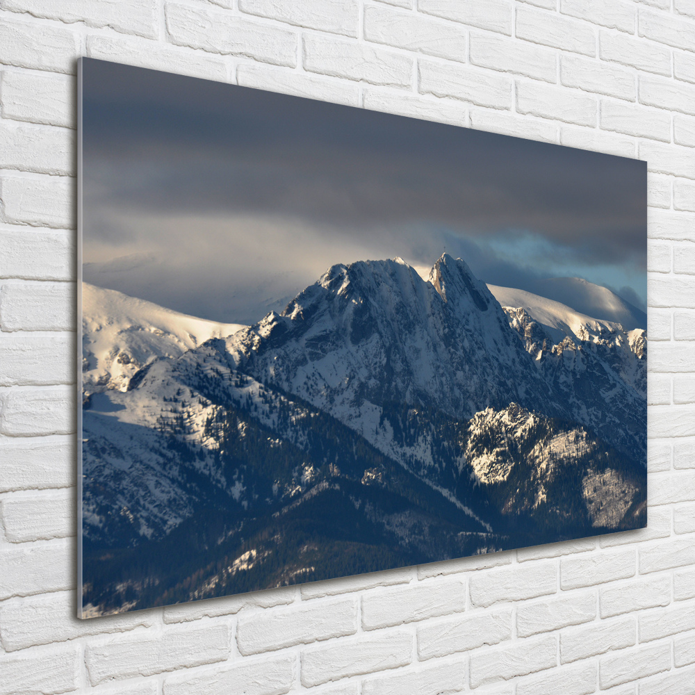 Glass art print Giewont in winter