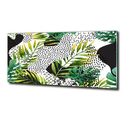 Wall art on glass Tropical leaves