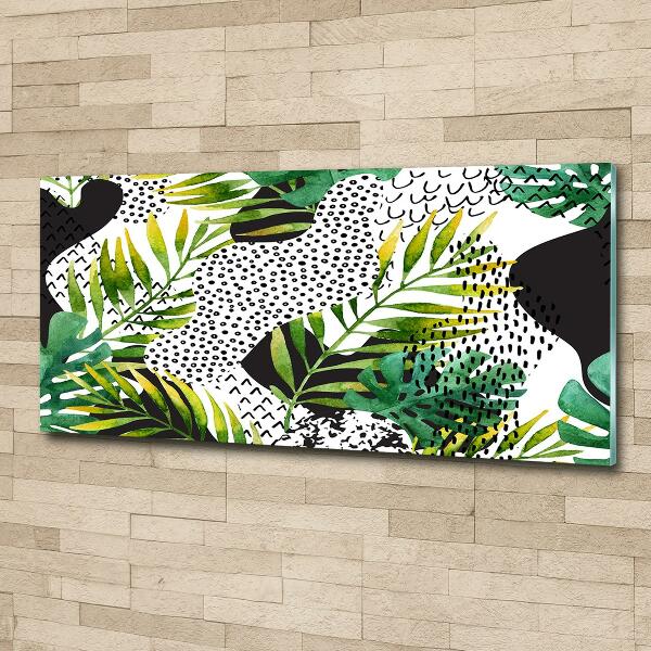 Wall art on glass Tropical leaves