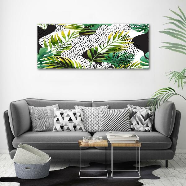 Wall art on glass Tropical leaves