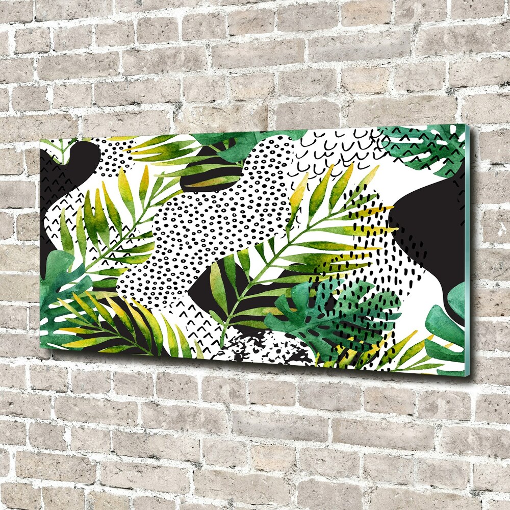 Wall art on glass Tropical leaves