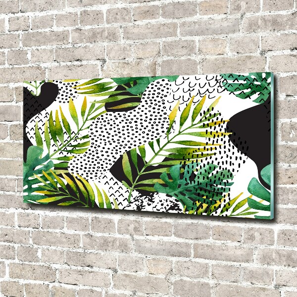 Wall art on glass Tropical leaves