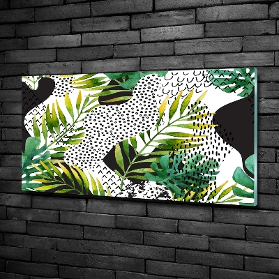 Wall art on glass Tropical leaves