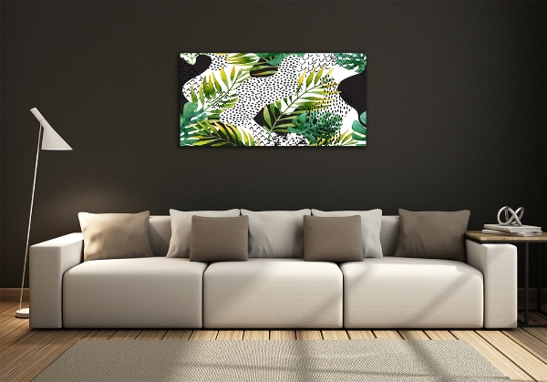 Wall art on glass Tropical leaves