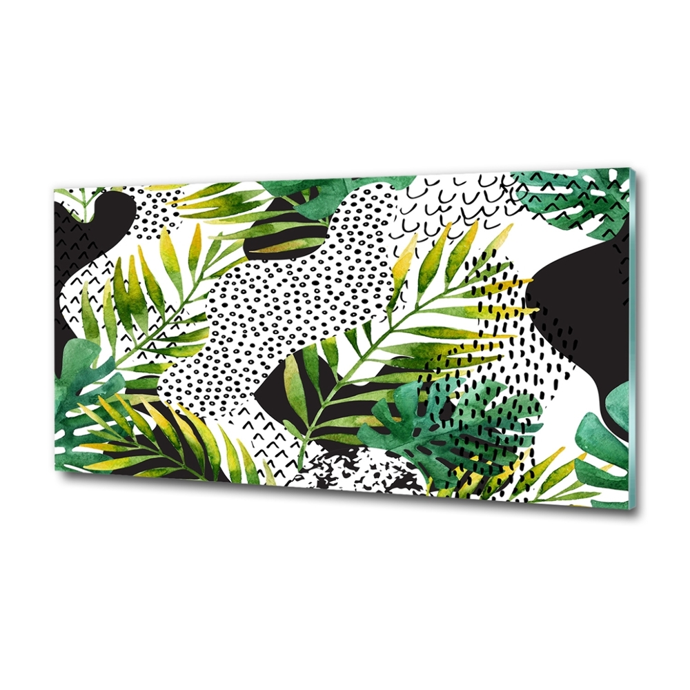 Wall art on glass Tropical leaves