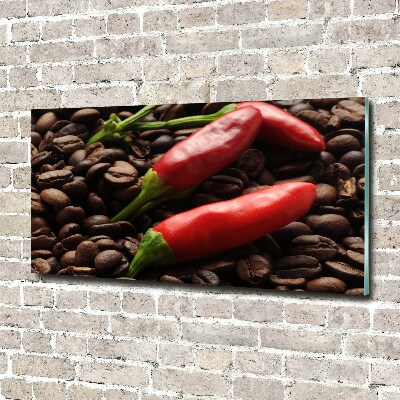 Wall art on glass Chilli and coffee