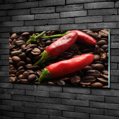 Wall art on glass Chilli and coffee