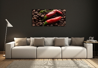 Wall art on glass Chilli and coffee