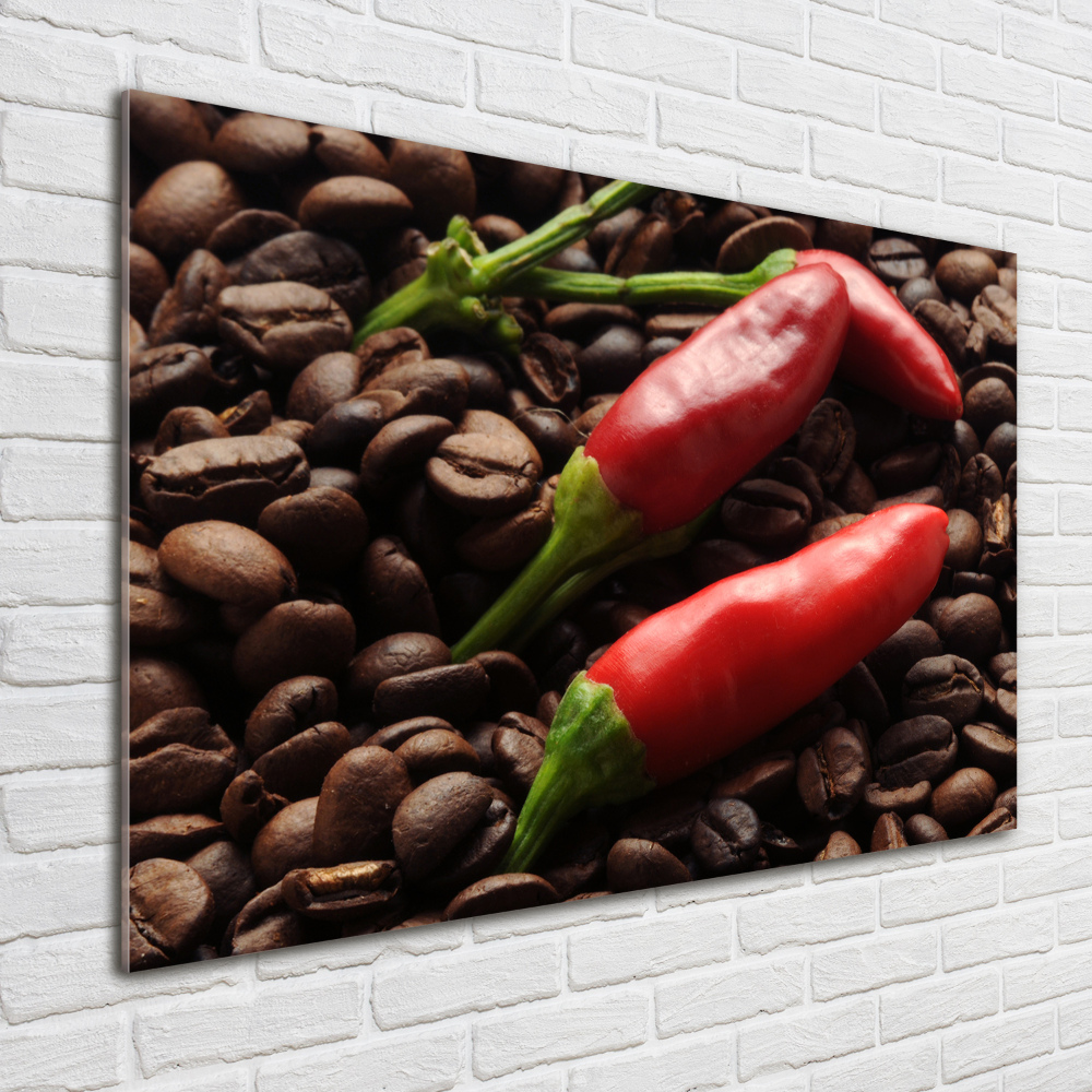 Wall art on glass Chilli and coffee