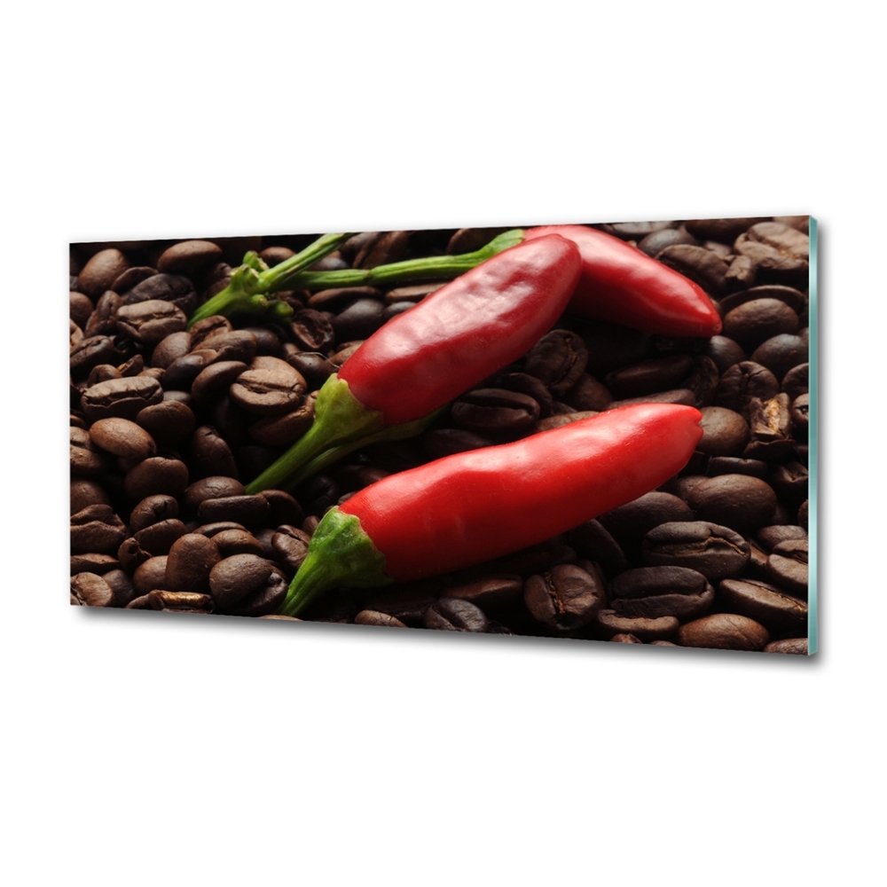 Wall art on glass Chilli and coffee