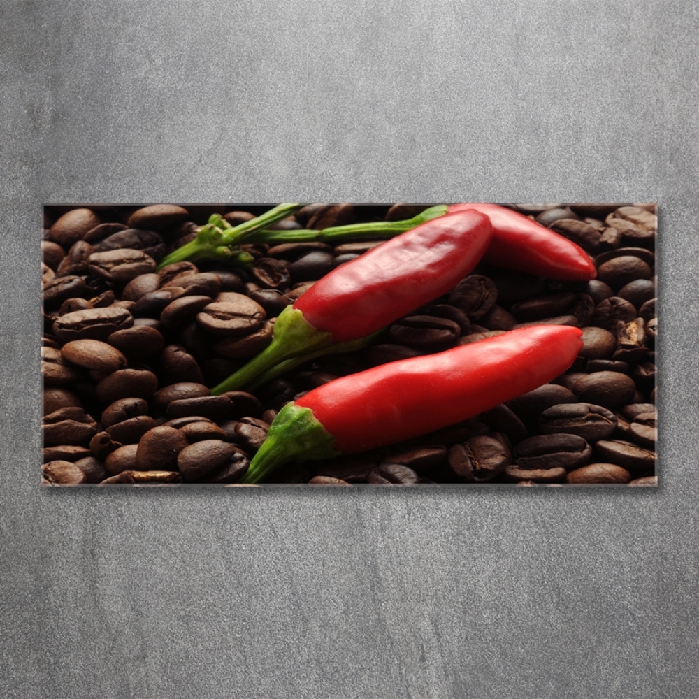 Wall art on glass Chilli and coffee