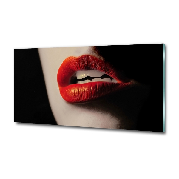 Glass art picture Red lips