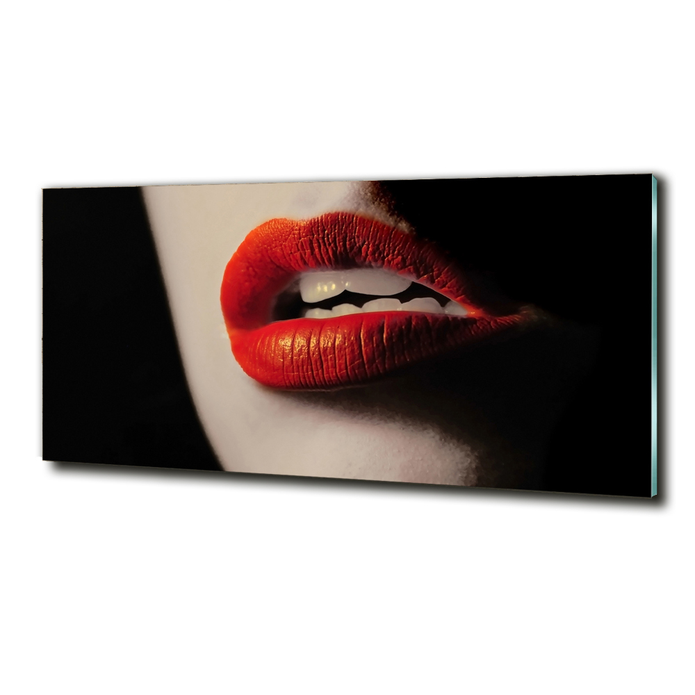 Glass art picture Red lips