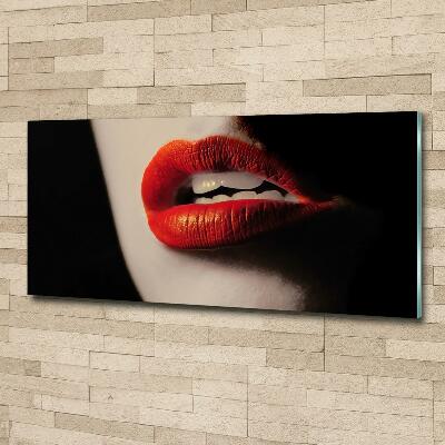 Glass art picture Red lips