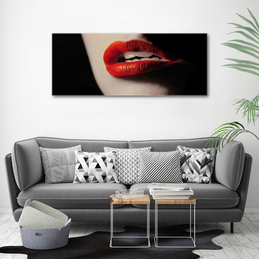 Glass art picture Red lips